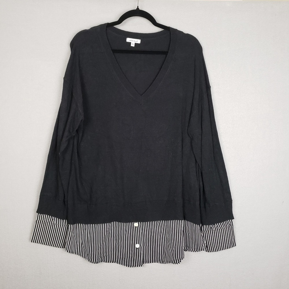 White Birch Size‎ XL Two Tone Pullover Top Black Stripe Office Casual Career